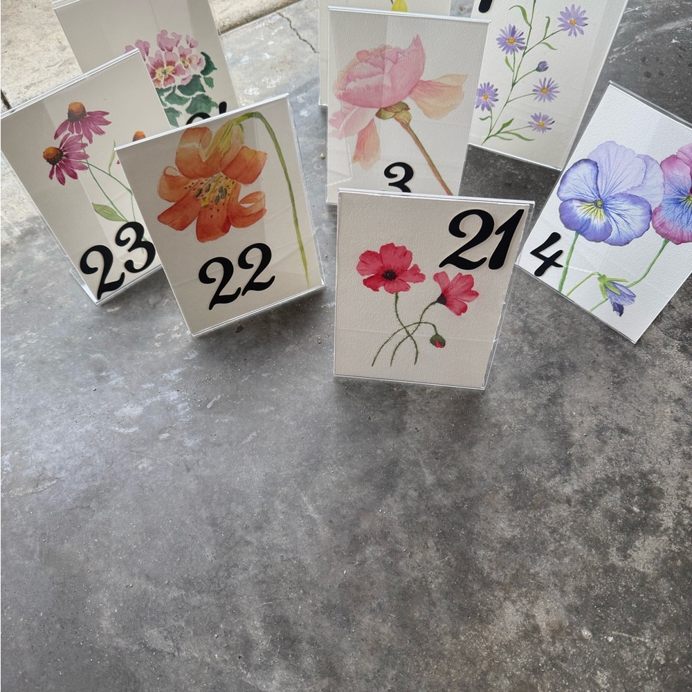 Floral Table Numbers Set